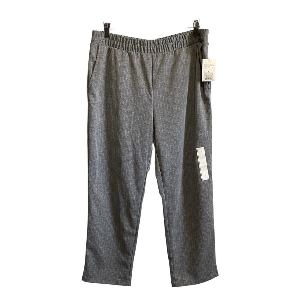 A New Day Light Gray Pull-on Stretch Waist Pants Large NWT Casual Workwear